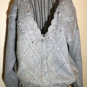 Vtg new old stock Needles&Yarn size Medium Chunky Knit Cardigan Sweater granny